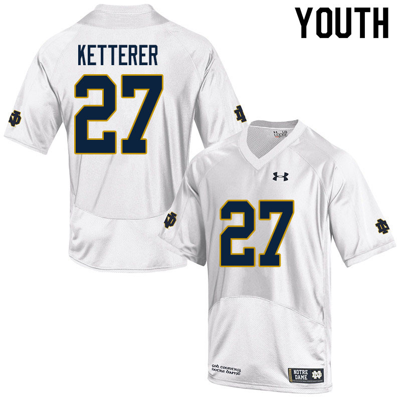 Youth NCAA Notre Dame Fighting Irish #27 Chase Ketterer Stitched College Under Armour Authentic White Football Jersey XG10M86QU